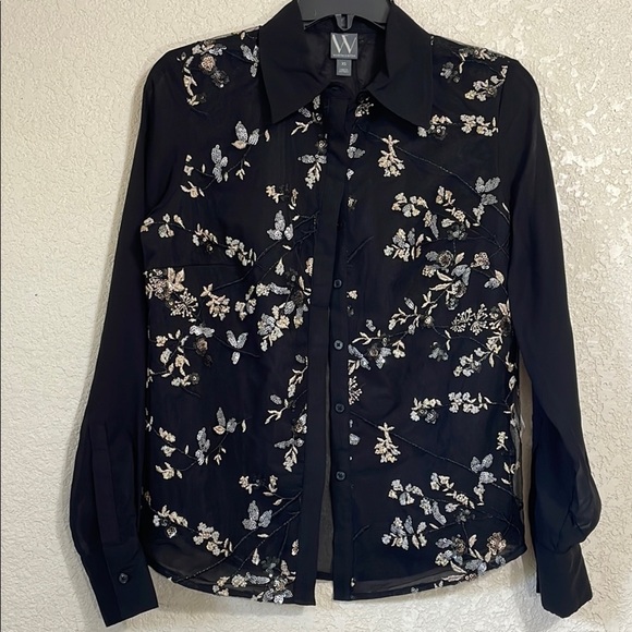 Worthington Jackets & Blazers - Worthington  Black Sequin Sheer Blouse